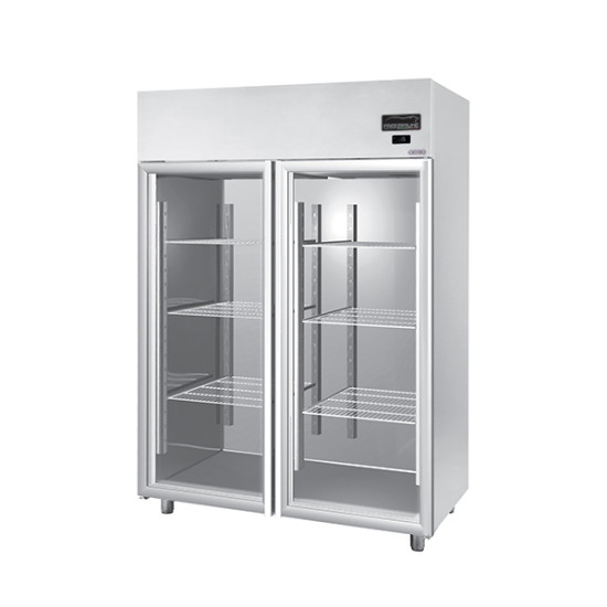 2 Glass Door 1400 L Stainless Steel Chiller Fridge EASY PECC140ANGLFL