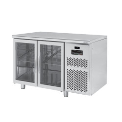2 Glass Doors 600 Stainless Steel Chiller Counter PLUS PPCT602ANGLFL with Worktop