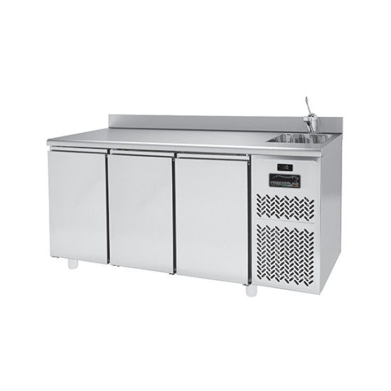 3 Doors Refrigerated counter PLUS 700 with Sink PPCL703ANALFL Splashback
