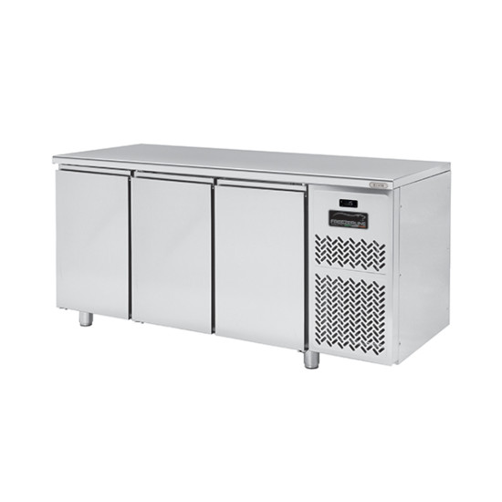 3 Doors 660 Stainless Steel Chiller Counter PLUS PPCT7B3ANFL with Worktop