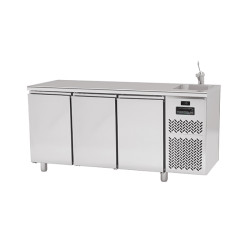 3 Doors Refrigerated counter PLUS 700 with Sink PPCL703ANFL with Worktop