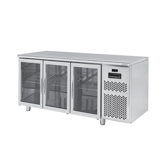 3 Glass Doors 760 Remote refrigerated counter PLUS PPCT7A3GNMRGLFL with Worktop