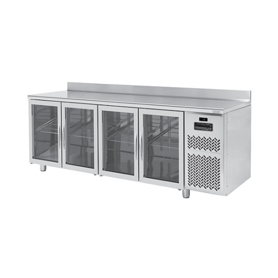 4 Glass Doors 700 Stainless Steel Chiller Counter PLUS PPCT704ANGLALFL Splashback
